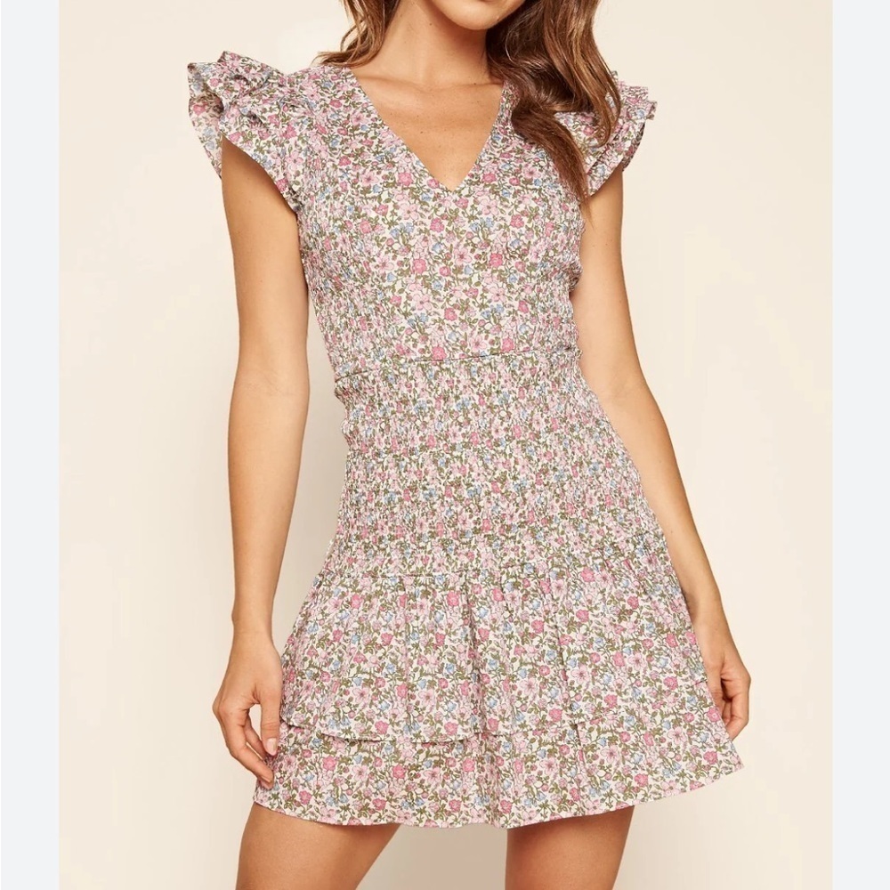 Kendall Lane Mischa Smocked Waist Mini Sundown Dress size Small